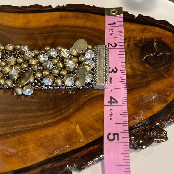 Anthropologie gold tone be-dazzled cuff bracelet - Picture 9 of 10